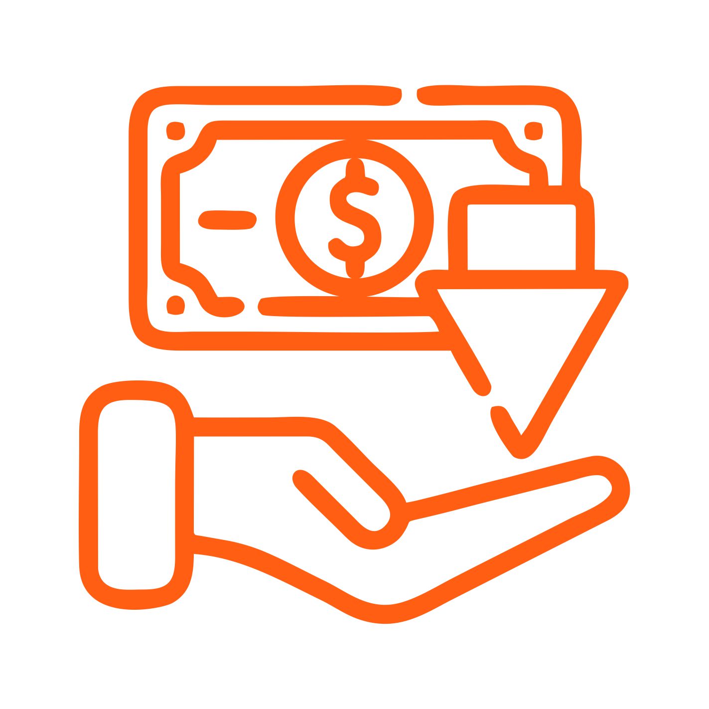 Cashback concept with hand holding money icon