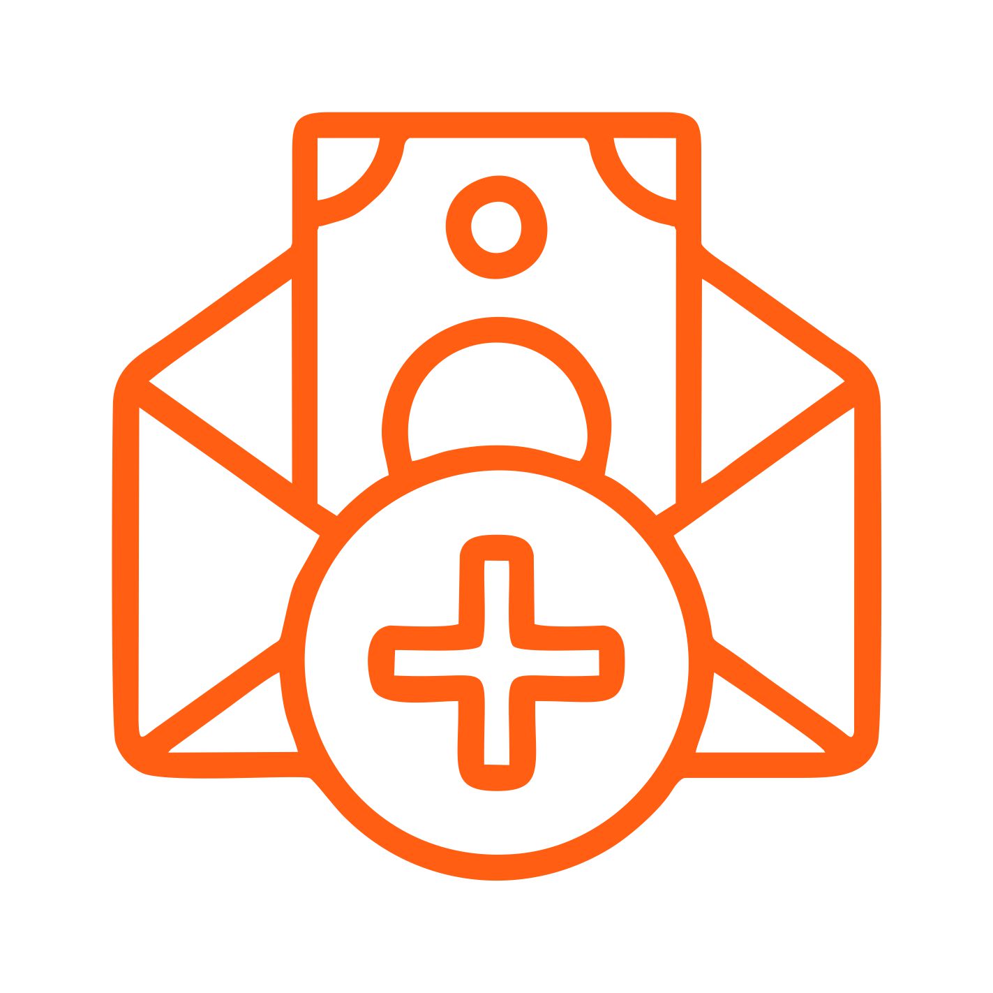 Orange icon: envelope, plus sign, money symbol.