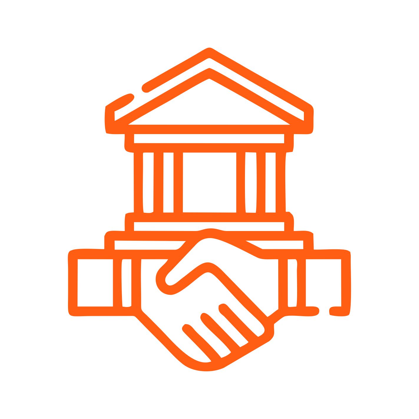 Handshake icon with building outline